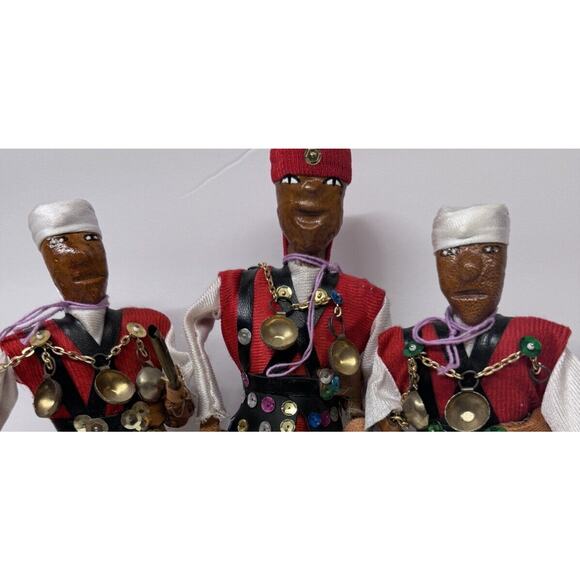 3 Vintage Moroccan Folk Art Doll, Handmade Leather Moroccan Doll- Beautiful-‎ - Picture 6 of 16